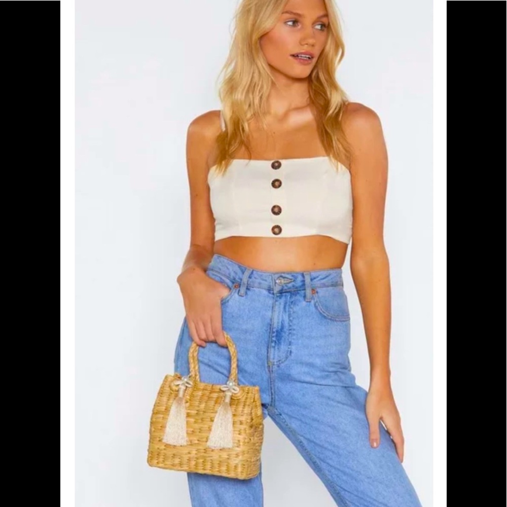NWT Nasty Gal Handmade Ratan Handbag with Seashell & Tassle Details - Picture 10 of 10
